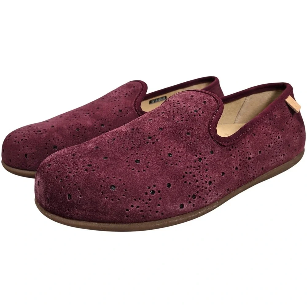 Spenco Women Suede Perforated‎ Ballet Flats Slip On Shoes Mahogany Size 9